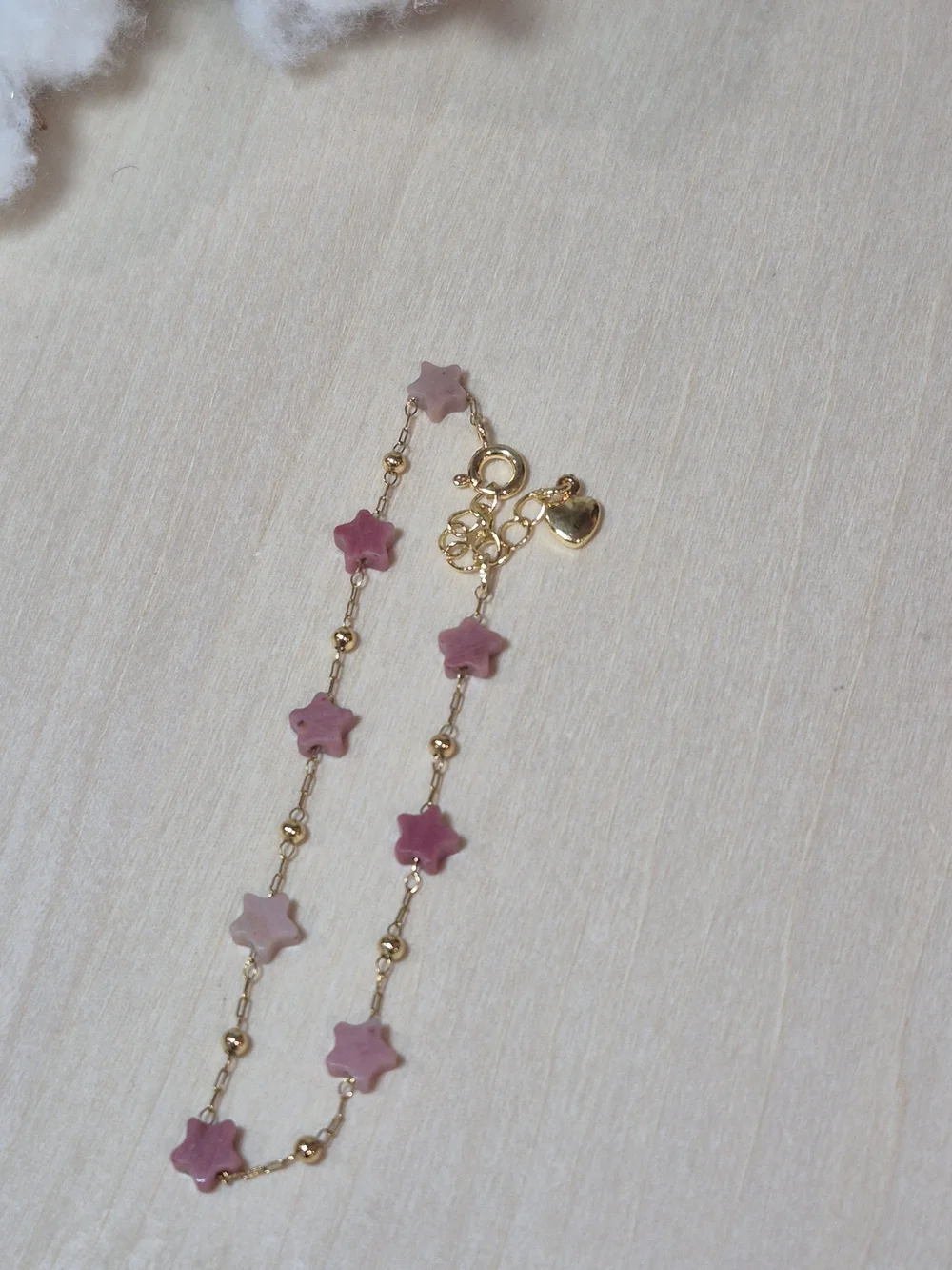 🩷⭐️NEW🩷⭐️ PRETTY!! RHODOCROSITE Micro Paper Clip Natural Stone Star Bracelet